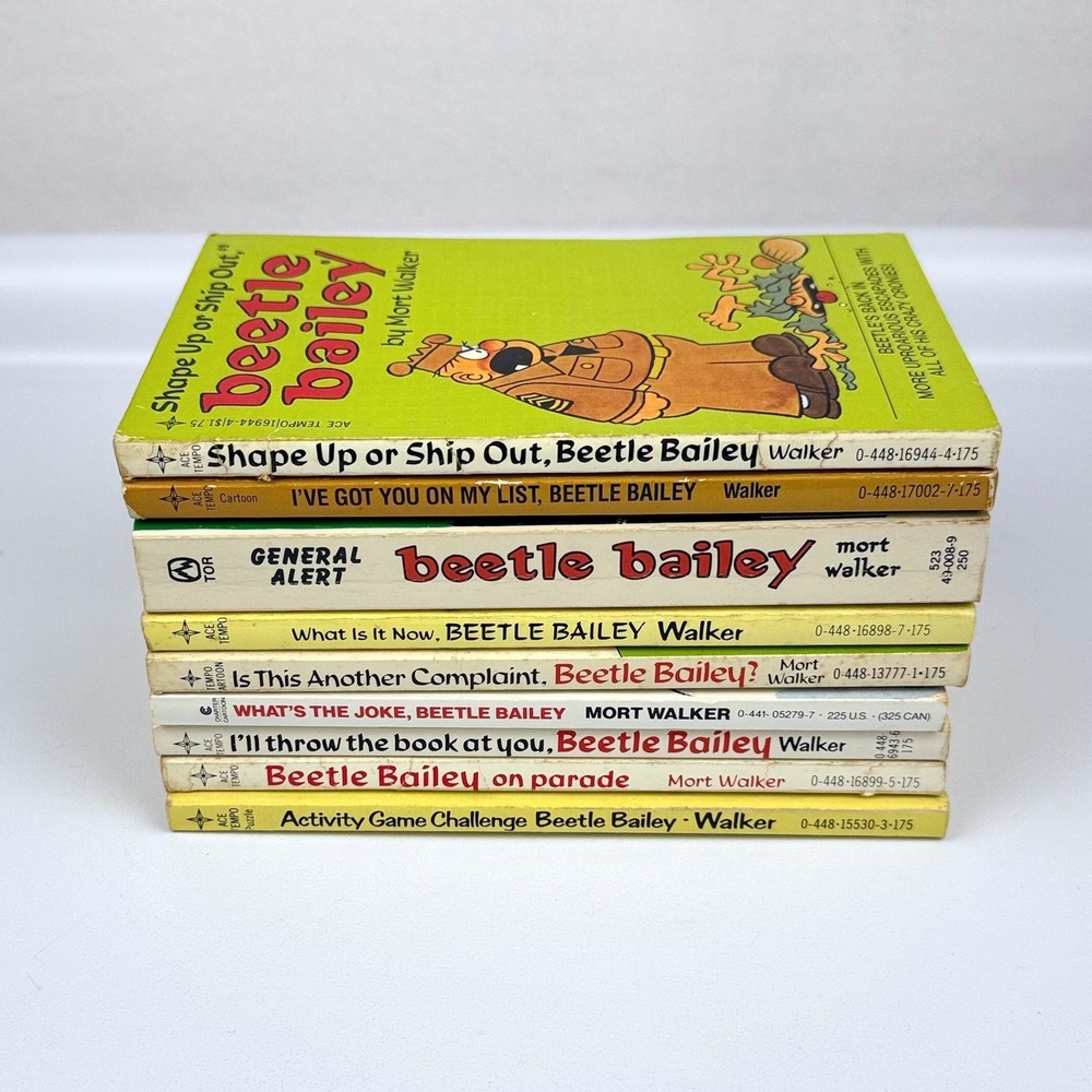 Vintage Lot 9 Beetle Bailey by Mort Walker Comic Strip Paperback Books‎ Bantam